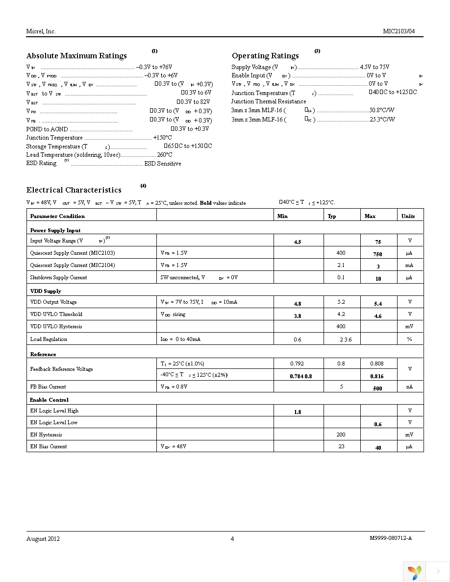 MIC2103YML TR Page 4